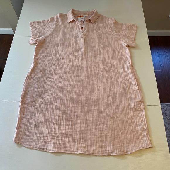 Three Dots Double Gauze 100% Cotton Shirt Dress Light Pink Sz XXL - Picture 6 of 12
